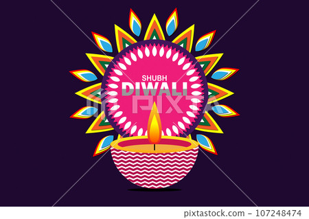 Happy Diwali festival of lights greeting card design 107248474