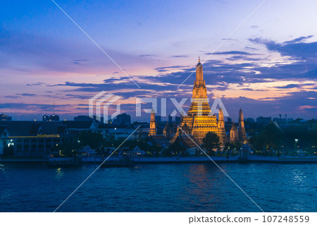 Night view of Wat Arun, the Temple of Dawn in Thailand (taken in 2023) Night view of Wat Arun, the Temple of Dawn in Thailand (taken in 2023) 107248559