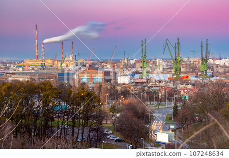 Gdansk Shipyard at night, Poland 107248634