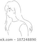 一個女人用瀏海遮住眼睛的線條畫 107248890