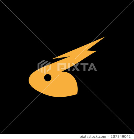 Simple rabbit head with bolt storm modern logo Simple rabbit head with bolt storm modern logo 107249041