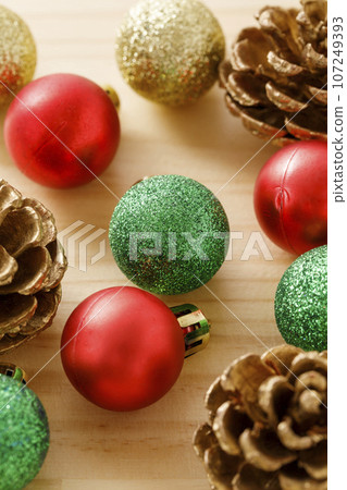 Colorful Christmas ornaments Colorful Christmas ornaments 107249393