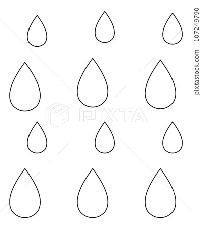 Water and juice splash liquide. Black doodle line. A drop shape, basic unit in fascinating study of liquids A dripped droplet, small player in grand scheme of fluid movement A spill shape 107249790