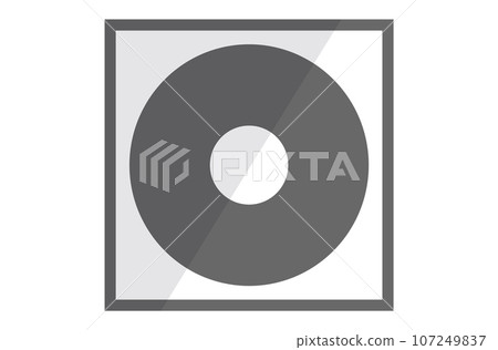 Vintage hand drawn vinyl LP record with gray label. Black Old technology retro design icon. Stock vector musical plate isolated on white background. Music and playlist. Home or office decor element 107249837