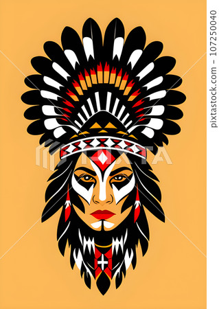 native american headdress tattoo vector 107250040