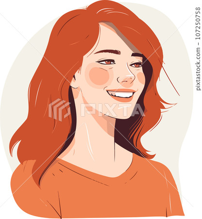 Vector portrait avatar of young pretty woman. Vector portrait avatar of young pretty woman. 107250758
