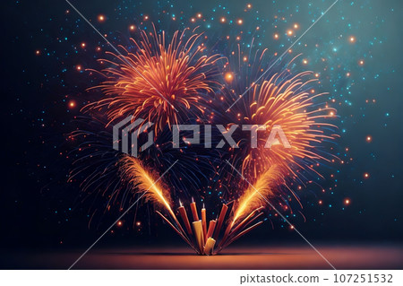 Vibrant Fireworks Display Lighting Up the Night Sky for Celebrations, Generative Ai Vibrant Fireworks Display Lighting Up the Night Sky for Celebrations, Generative Ai 107251532