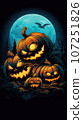 Halloween background, glowing Halloween pumpkins. the day of the Dead. terrible holiday. 107251826