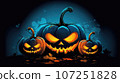 Halloween background, glowing Halloween pumpkins. the day of the Dead. terrible holiday. 107251828