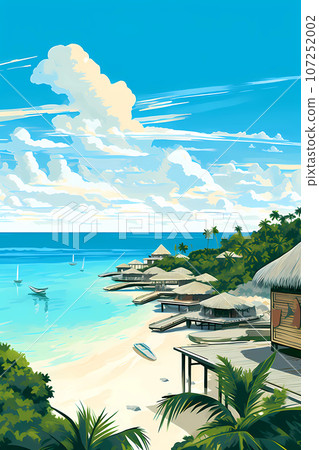 Illustration of a beautiful view of a tropical island 107252002