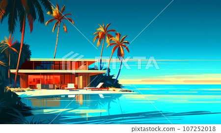 Illustration of a beautiful view of a tropical island 107252018