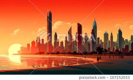 Illustration of the beautiful city of Abu Dhabi. United Arab Emirates Illustration of the beautiful city of Abu Dhabi. United Arab Emirates 107252033