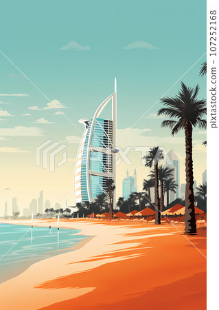 Illustration of the beautiful city of Dubai. United Arab Emirates 107252168