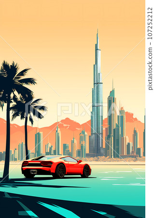 Illustration of the beautiful city of Dubai. United Arab Emirates 107252212