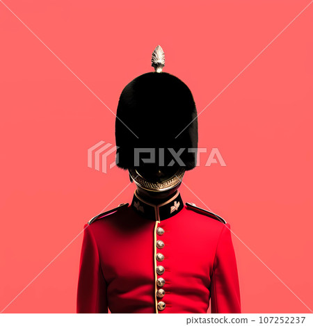 Illustration of a British Royal Guard soldier. United Kingdom 107252237
