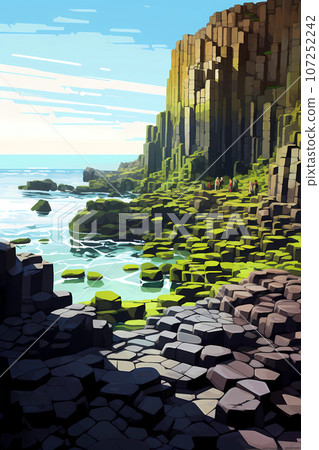 Illustration of beautiful view of Giants Causeway, Ireland Illustration of beautiful view of Giants Causeway, Ireland 107252242