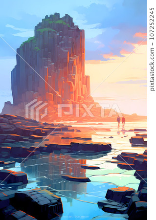 Illustration of beautiful view of Giants Causeway, Ireland Illustration of beautiful view of Giants Causeway, Ireland 107252245