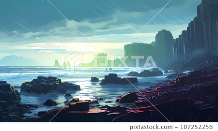 Illustration of beautiful view of Giants Causeway, Ireland Illustration of beautiful view of Giants Causeway, Ireland 107252256