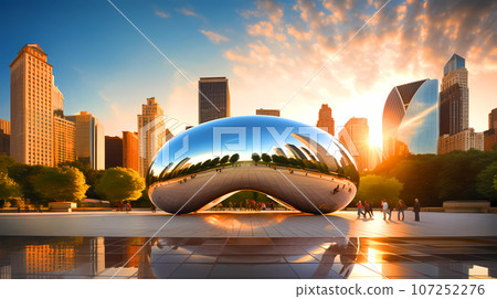 Illustration of a beautiful view of Chicago, USA 107252276