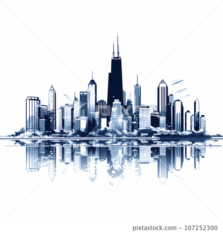 Illustration of a beautiful view of Chicago, USA 107252300