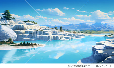 Illustration of a beautiful view of the travertines Illustration of a beautiful view of the travertines 107252304