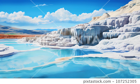 Illustration of a beautiful view of the travertines 107252305
