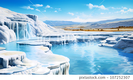 Illustration of a beautiful view of the travertines 107252307