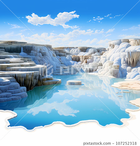 Illustration of a beautiful view of the travertines 107252318