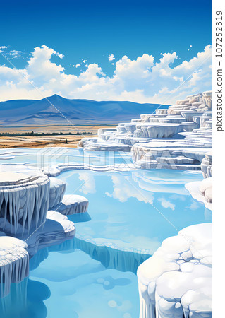 Illustration of a beautiful view of the travertines Illustration of a beautiful view of the travertines 107252319