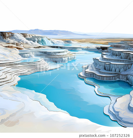 Illustration of a beautiful view of the travertines Illustration of a beautiful view of the travertines 107252326