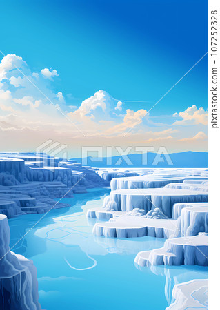 Illustration of a beautiful view of the travertines Illustration of a beautiful view of the travertines 107252328