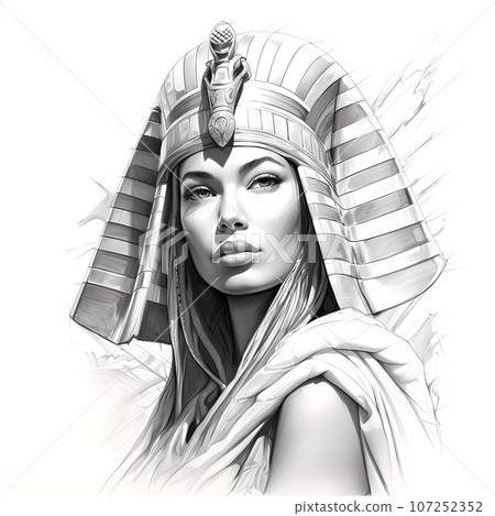 Illustration of the royal person of Egypt in traditional costume 107252352
