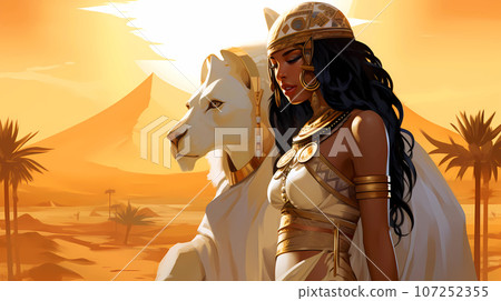 Illustration of the royal person of Egypt in traditional costume 107252355