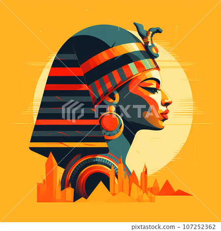 Illustration of the royal person of Egypt in traditional costume 107252362