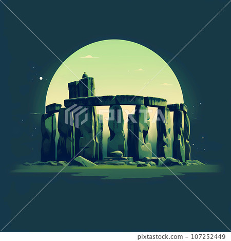 Illustration of beautiful view of Stonehenge, United Kingdom Illustration of beautiful view of Stonehenge, United Kingdom 107252449