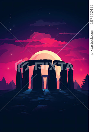 Illustration of beautiful view of Stonehenge, United Kingdom Illustration of beautiful view of Stonehenge, United Kingdom 107252452