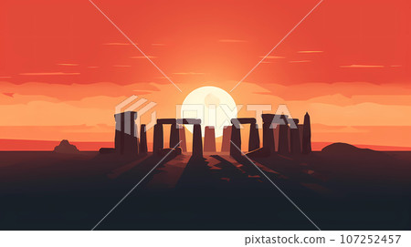 Illustration of beautiful view of Stonehenge, United Kingdom Illustration of beautiful view of Stonehenge, United Kingdom 107252457