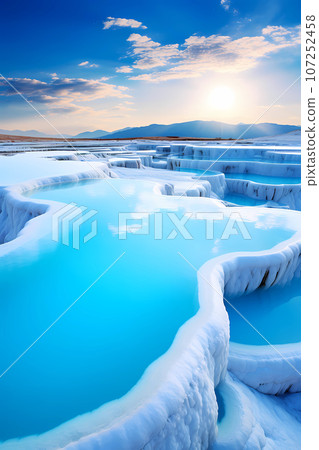 Illustration of a beautiful view of the travertines Illustration of a beautiful view of the travertines 107252458
