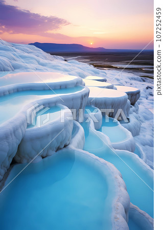 Illustration of a beautiful view of the travertines Illustration of a beautiful view of the travertines 107252459