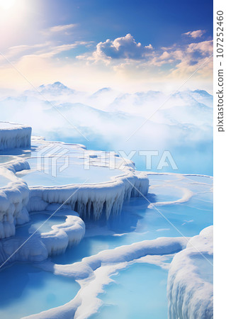 Illustration of a beautiful view of the travertines Illustration of a beautiful view of the travertines 107252460