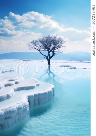 Illustration of a beautiful view of the travertines Illustration of a beautiful view of the travertines 107252463