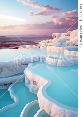 Illustration of a beautiful view of the travertines Illustration of a beautiful view of the travertines 107252464