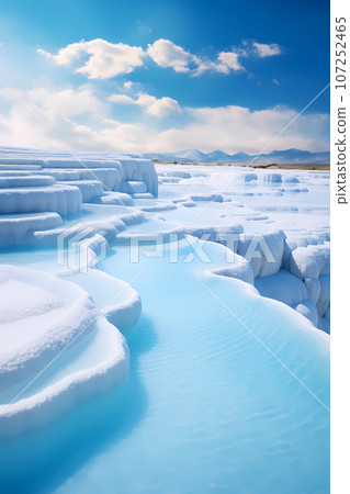 Illustration of a beautiful view of the travertines Illustration of a beautiful view of the travertines 107252465