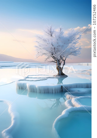 Illustration of a beautiful view of the travertines Illustration of a beautiful view of the travertines 107252466