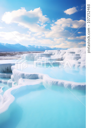 Illustration of a beautiful view of the travertines Illustration of a beautiful view of the travertines 107252468