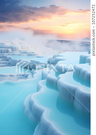 Illustration of a beautiful view of the travertines Illustration of a beautiful view of the travertines 107252472