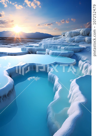 Illustration of beautiful view of Pamukkale, Turkey 107252479
