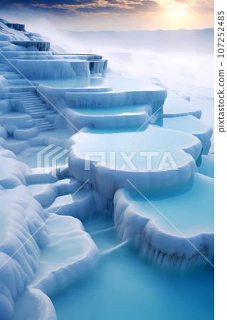 Illustration of beautiful view of Pamukkale, Turkey 107252485