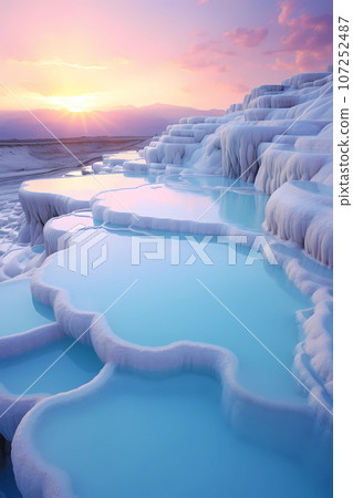 Illustration of beautiful view of Pamukkale, Turkey 107252487