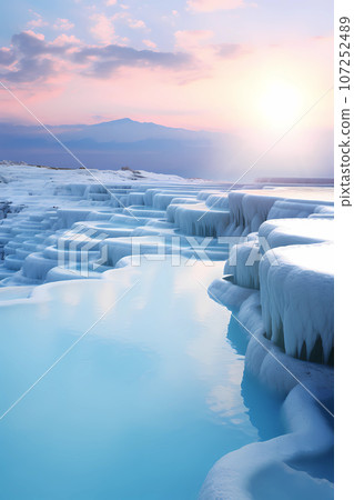 Illustration of beautiful view of Pamukkale, Turkey 107252489
